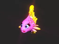 Cartoon gold fin fish lady Low-poly  3D model