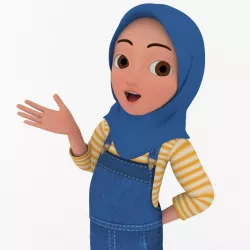 Cartooon Character Hijab Girl Blue Model Basic Rig 3D model