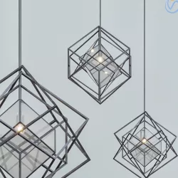 Cubist Small Chandelier Black 3D model