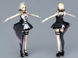 Cute Anime Girl Mage 3D model