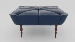 Dark Blue Ottoman Leather Couch Sofa 3D model