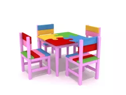 Decorative Kid Table Wood Painted Puzzle Form Low-poly  3D model