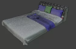 Fabric bed with buttons Low-poly  3D model