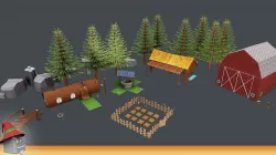 Farm Pack Hand Painted Low-poly  3D model