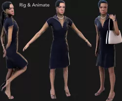 Female Rig and Animate Low-poly  3D model