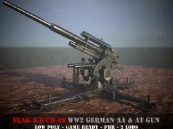Flak 88 - WW 2 German AA and AT gun - Game Ready - PBR Low-poly  3D model