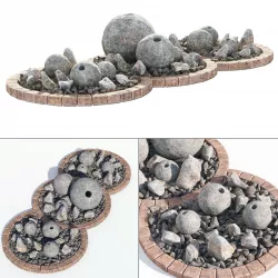 Flowerbed sphere stone decor 3D model