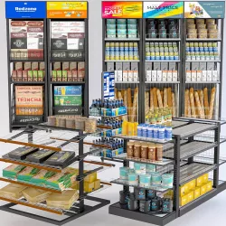 Grocery Display Rack Collection 3D model