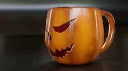 jack-o-lantern head haunted Halloween mug with PBR Textures Low-poly  3D model