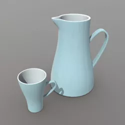 Jug and Mug Low-poly  3D model