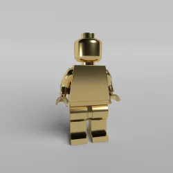 Lego Mini Figure Base Gold No Face Low-poly  3D model