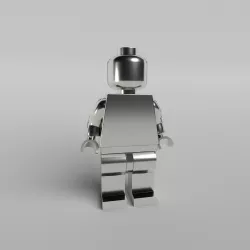 Lego Mini Figure Base Silver No Face Low-poly  3D model
