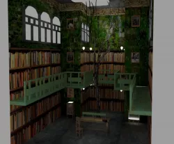 library with separate parts Low-poly  3D model