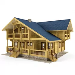 Log house - rounded log 3D model