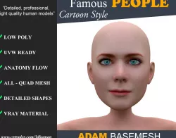 Low poly Character Cartoon Basemesh - Adam Low-poly  3D model