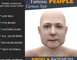 Low poly Character Cartoon Basemesh - Angela Low-poly  3D model