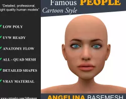 Low poly Character Cartoon Basemesh - Angelina Low-poly  3D model