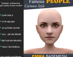 Low poly Character Cartoon Basemesh - Emma Low-poly  3D model