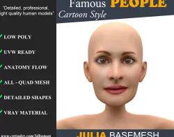 Low poly Character Cartoon Basemesh - Julia Low-poly  3D model