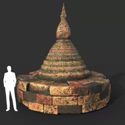 Low poly Mossy Brick Ruin Asia Temple 03 Low-poly  3D model