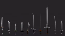 Low Poly Stylized Sword Pack - 10 Various Swords Low-poly  3D model