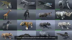 Lowpoly Wild Animals Rigged 3D model Collection Pack 
