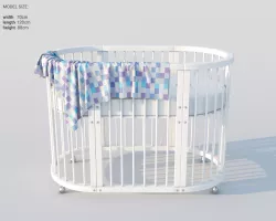 Modern oval white baby bed 3D model