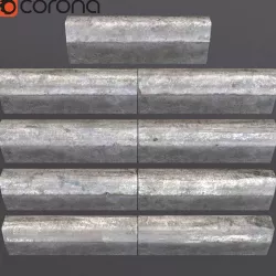 Old curb stone border 3D model