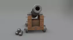 Old medieval Cannon Mortar with pbr textures Low-poly  3D model