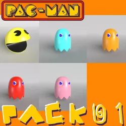Pac Man Pack 01 Low-poly  3D model