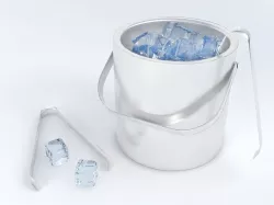Pack of ice cubes ice bucket and tweezers Low-poly  3D model