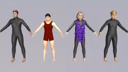 Pack of rigged and animated surfers ar vr game ready  Low-poly  3D model