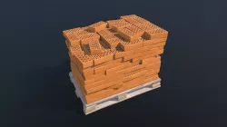 Pallet with Bricks PBR Low-poly  3D model