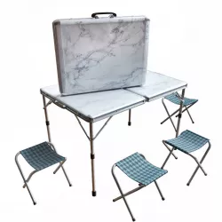 Portable Compact Folding Suitcase Picnic Table Set 3D model