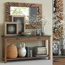Pottery Barn CHANNING CONSOLE TABLE and NATURAL DRIFTWOOD MIRROR 3D model