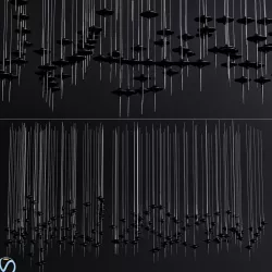 Rain black pendant lamp 3D model