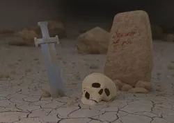 Scene of defeat with the skull Low-poly  3D model