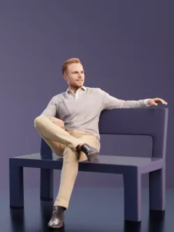 Simon 10042 - Sitting Casual Man Low-poly  3D model