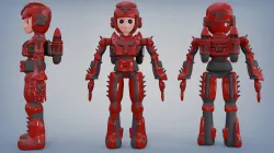 Space robot cartoon character Low-poly  3D model