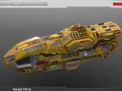 Spaceship Battleship Naginata Low-poly  3D model