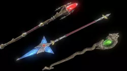 Stylized staffs - magic wands Low-poly  3D model