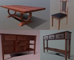 Superfuntimes Diningroom Set Low-poly  3D model