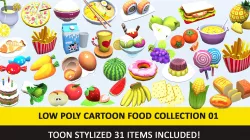 Toy Toon Cute Food Collections Low Poly Pack - 01 AR VR Low-poly  3D model