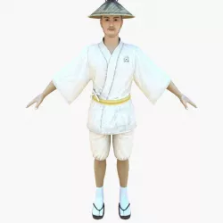 Traditional Costume for People Carrying the Sedan Chair 3D model