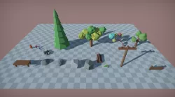 Trees Rocks and other Small Low Poly 3D Pack Low-poly  3D model