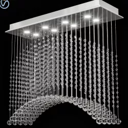 Wave Rectangle Rain Drop Crystal Chandelier 3D model