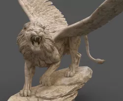 Winged Lion Sculpture Marble Statue Daniel 7 Beast Low-poly  3D model