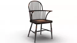 Wood spindle-back side chair 3D model