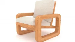 Wooden Armchair with Soft Seat - 3ds Max 3D model