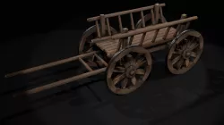 wooden cart Low-poly  3D model